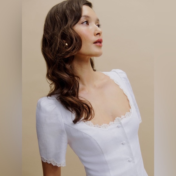 Reformation Anabella linen top in White Size 14 - Picture 7 of 7